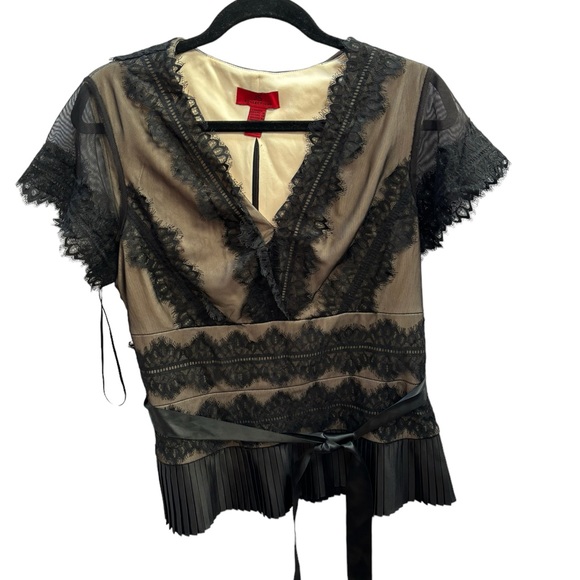 JS Collection Women’s Black V-Neck Top with Sash Tie Size 16 - Picture 2 of 9